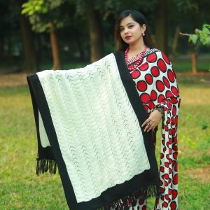 White Printed Shawl