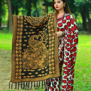 Yellow Viscose Printed Shawl